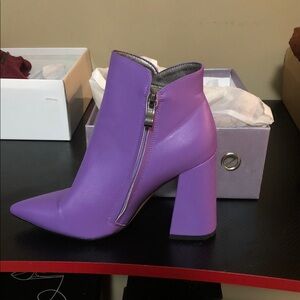 Purple Ankle Boots with Zipper